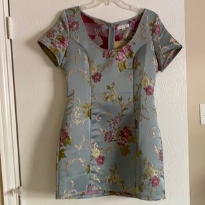 Honey Punch (L) brocade mini dress